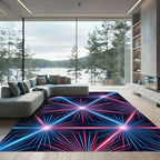 Neon Galaxy Geometric Light Burst Rug