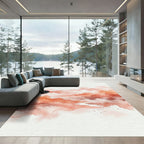 Coral Watercolor Abstract Cloud Wash Rug