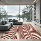 Crimson Cream Vertical Stripe Rug