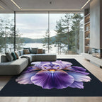 Majestic Purple Iris Floral Bloom Rug