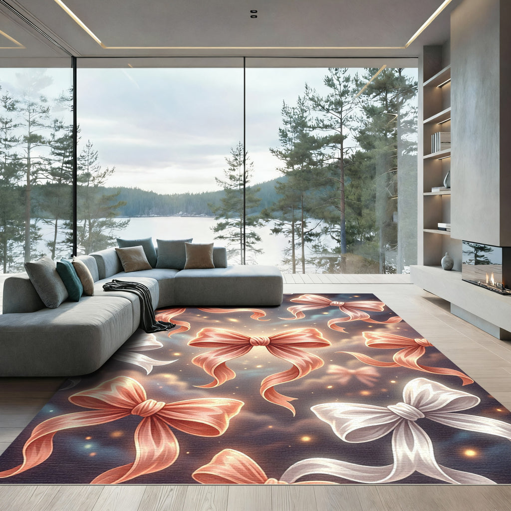 Ethereal Rose Gold Ribbon Sky Rug