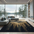 Earthy Sepia Mountain Forest Landscape Rug
