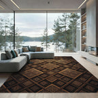 Ornate Golden Paisley Diamond Inlay Rug