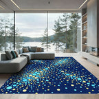 Oceanic Blue Yellow Dot Burst Rug