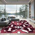 Crimson Keyhole Clover Pattern Rug