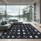 Black White Geometric Window Frame Rug