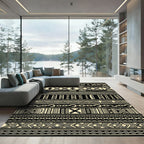 Black Beige Tribal Chain Stripes Rug