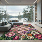 Vibrant Bouquet Checkerboard Garden Rug