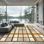 Modern Grid Earth Tone Geometric Rug