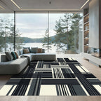 Monochromatic Geometric Grid Checkerboard Rug
