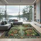 Vintage Sage Botanical Four Quarter Garden Rug