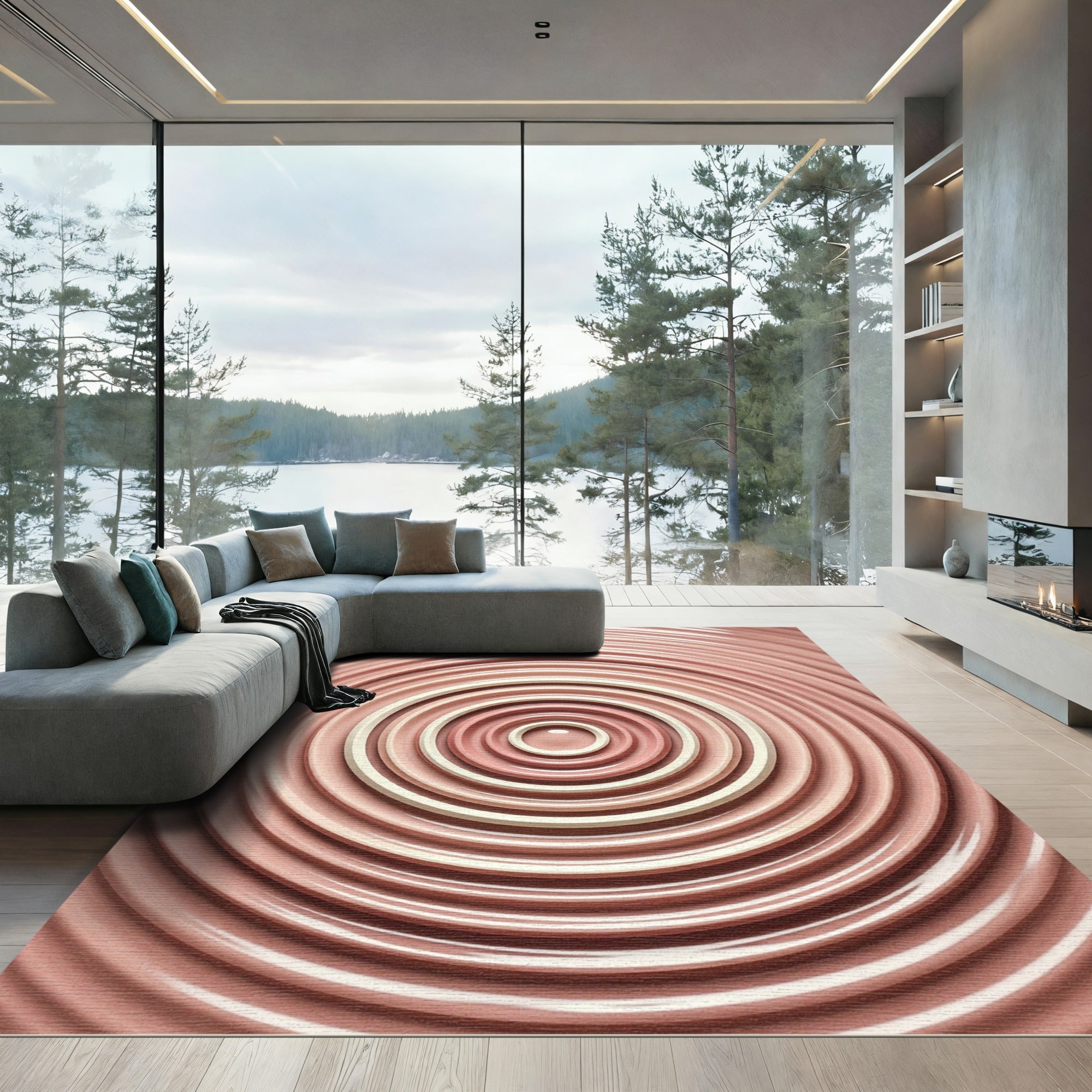 Concentric Shell Ring Ripple Rug