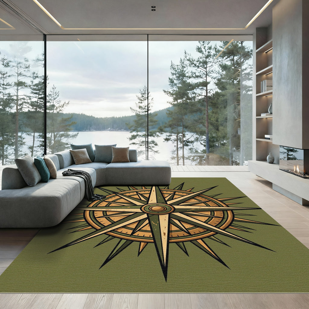 Vintage Compass Rose Needle Rug