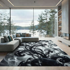 Ethereal Black Smoke Swirls Rug
