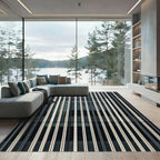Minimalist Monochrome Vertical Skyscraper Stripe Rug