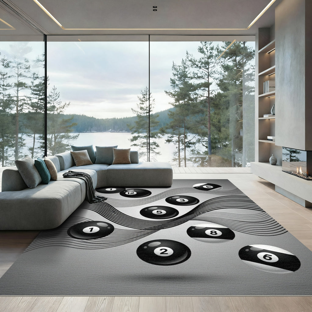 Monochromatic Billiard Ball Dynamic Flow Rug