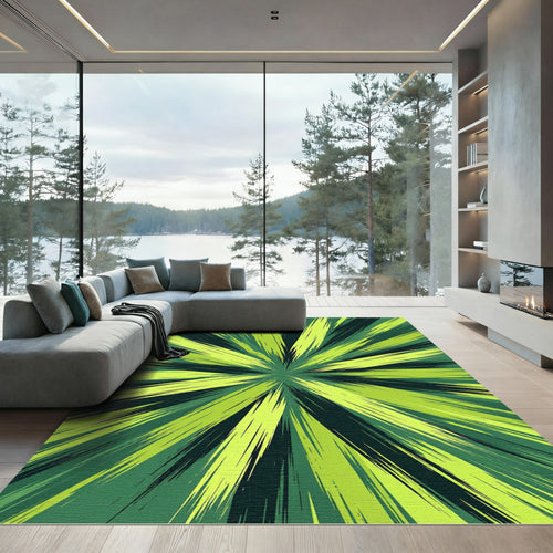 Abstract Green Burst Starburst Rug