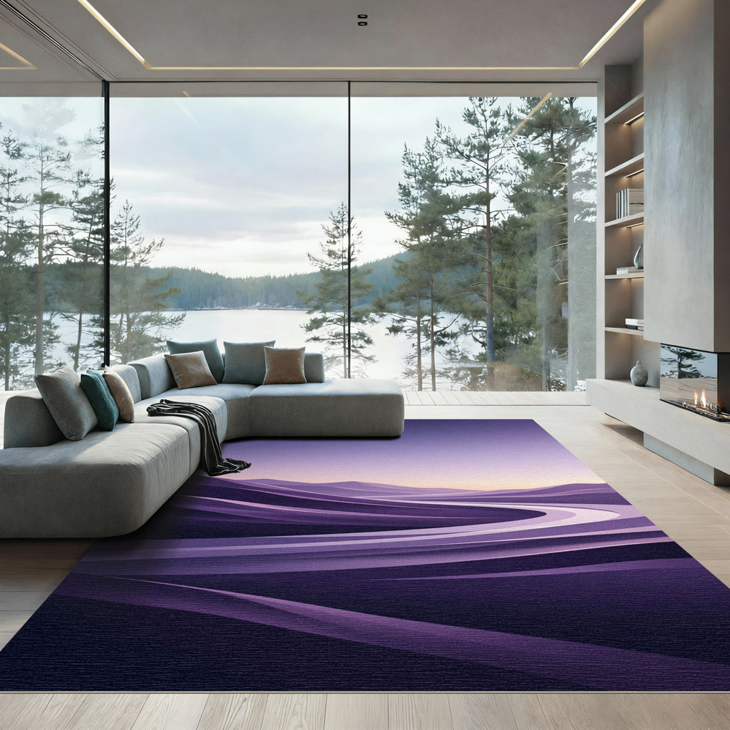 Purple Swirl Gradient Landscape Rug