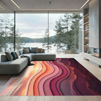 Crimson Sunset Layered Landscape Rug