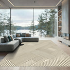 Neutral Beige Linear Chevron Stripe Rug