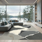 Torn Paper Gray Geometric Fragments Rug