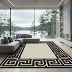 Black White Greek Key Frame Rug