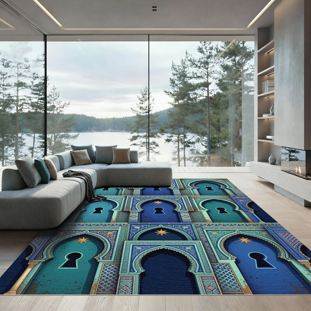 Ornate Blue Archway Medallion Rug