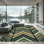 Green Earthy Tribal Chevron Vases Rug