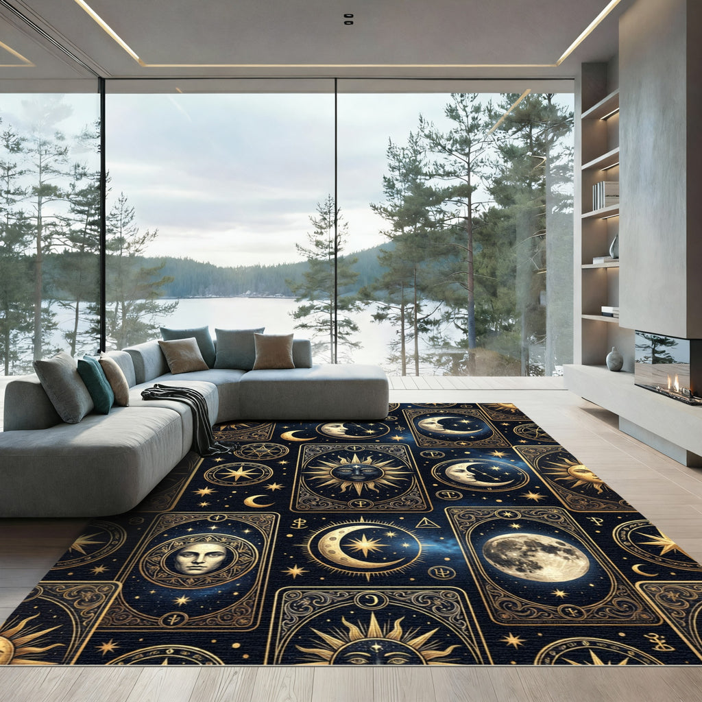 Celestial Sun Moon Star Tarot Rug
