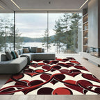 Interlocking Crimson Hearts Abstract Rug