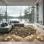 Ornate Gold Floral Medallion Background Rug