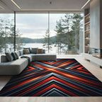 Sharp Crimson Metallic Geometric Abstract Rug