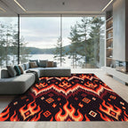 Fiery Orange Diamond Ikat Chevron Rug