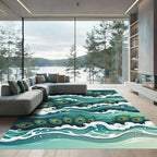 Peacock Feather Swirling Ocean Tide Rug
