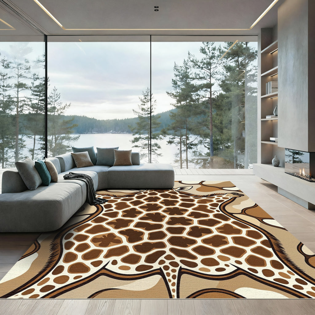 Neutral Giraffe Spot Abstract Rug