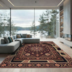 Deep Crimson Floral Aubusson Rug