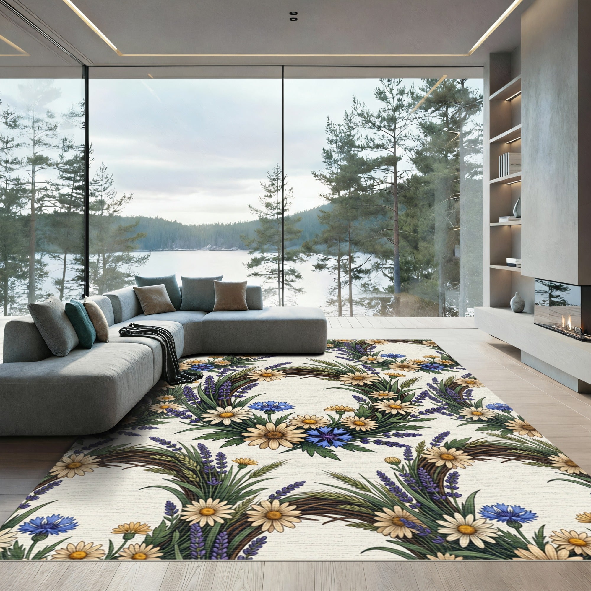 Wildflower Wreath Meadow Cream Rug
