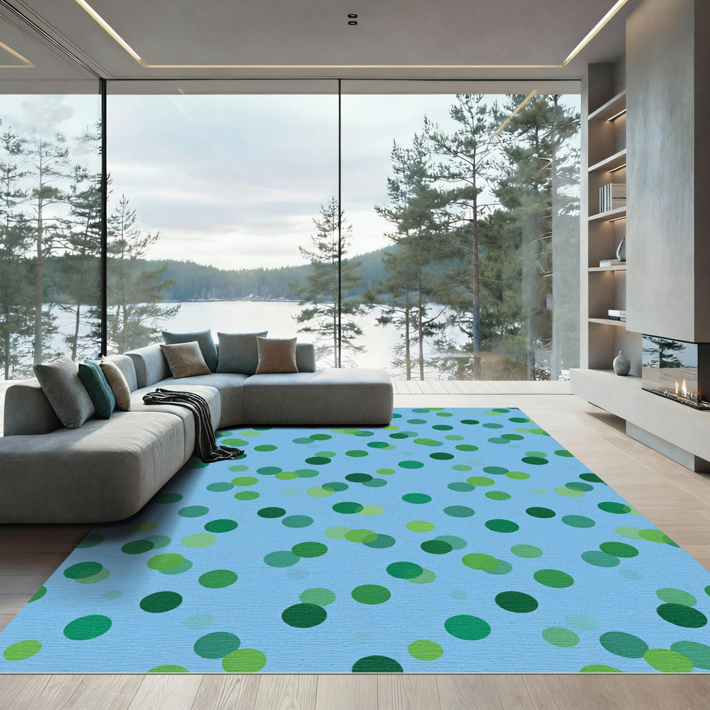 Blue Green Polka Dot Scatter Rug