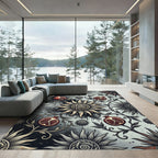Gothic Sun and Pomegranate Chiaroscuro Area Rug