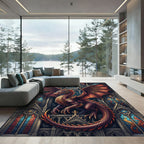 Gothic Crimson Dragon Stained Glass Rug