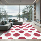 Crimson Pink Polka Dot Composition Rug