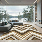 Modern Earthy Neutral Geometric Diamond Rug