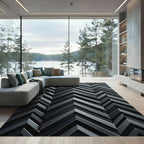 Modern Charcoal Chevron Geometric Rug
