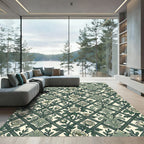 Sage Green Floral Trellis Damask Rug