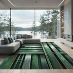 Green Rusty Metal Texture Stripes Rug