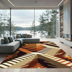 Geometric Terracotta Step Pyramid Staircase Rug