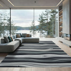 Monochrome Gray Wavy Grain Wood Texture Rug
