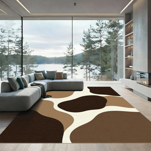 Abstract Earthy Tone Organic Shapes Rug