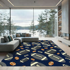 Navy Football Graphic Sports Illustration Rug