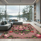 Pink Lotus Strawberry Floral Mandala Rug